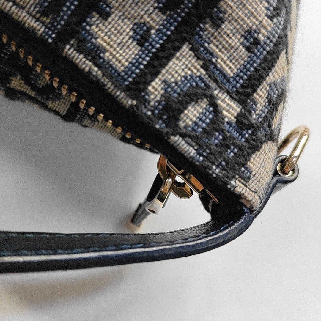 DIOR Diortravel Nomad Medium Grey Canvas Monogram Embroidered Crossbody Bag Tote Bag Golden Hardware-(SKU)-968688987