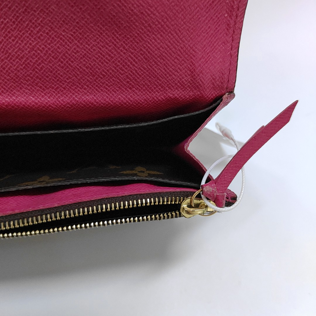 LOUIS VUITTON EMILIE Brown coated canvas vintage wallet Golden hardware-(SKU)-960163038