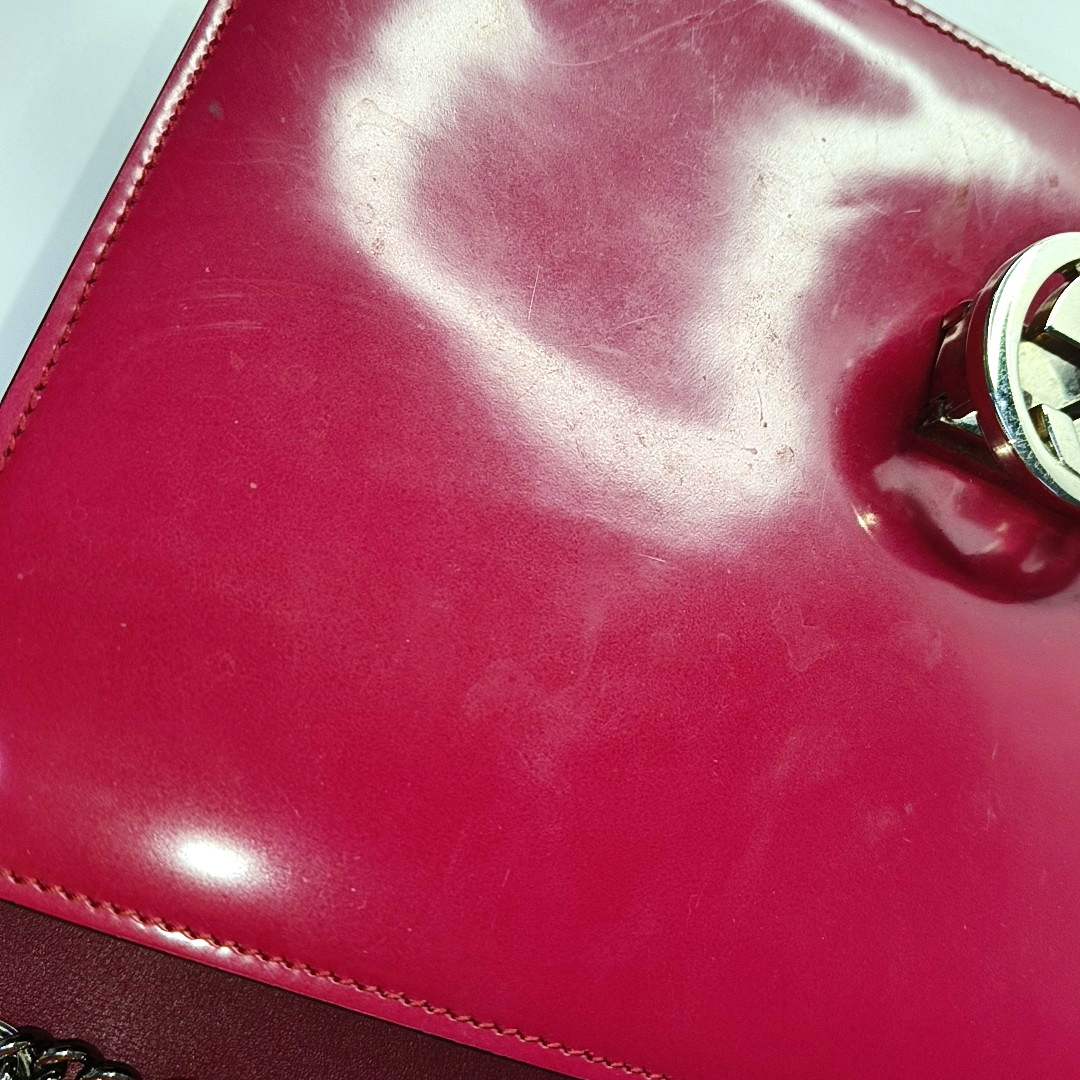 GUCCI Interlocking G Large size Fuchsia Leather Shoulder Tote Crossbody Bag Silver Hardware-(SKU)-953004708