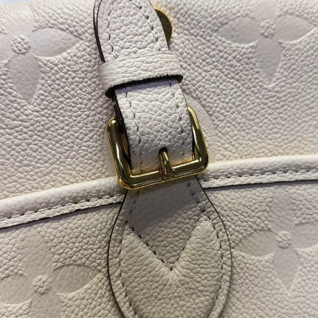 LOUIS VUITTON DIANE Beige Leather Monogram Shoulder Bag Tote with Detachable Strap-(SKU)-954097880
