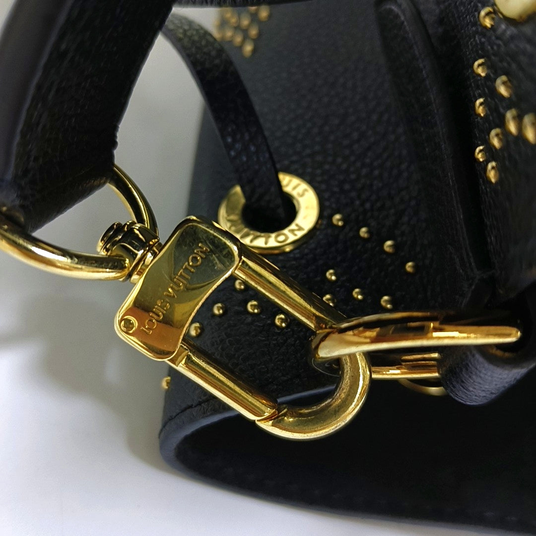 LOUIS VUITTON NÉONOÉ BB Black Leather Studs Shoulder Bag Tote Bag Crossbody Golden Hardware 2 Removable Shoulder Straps-(SKU)-969966256