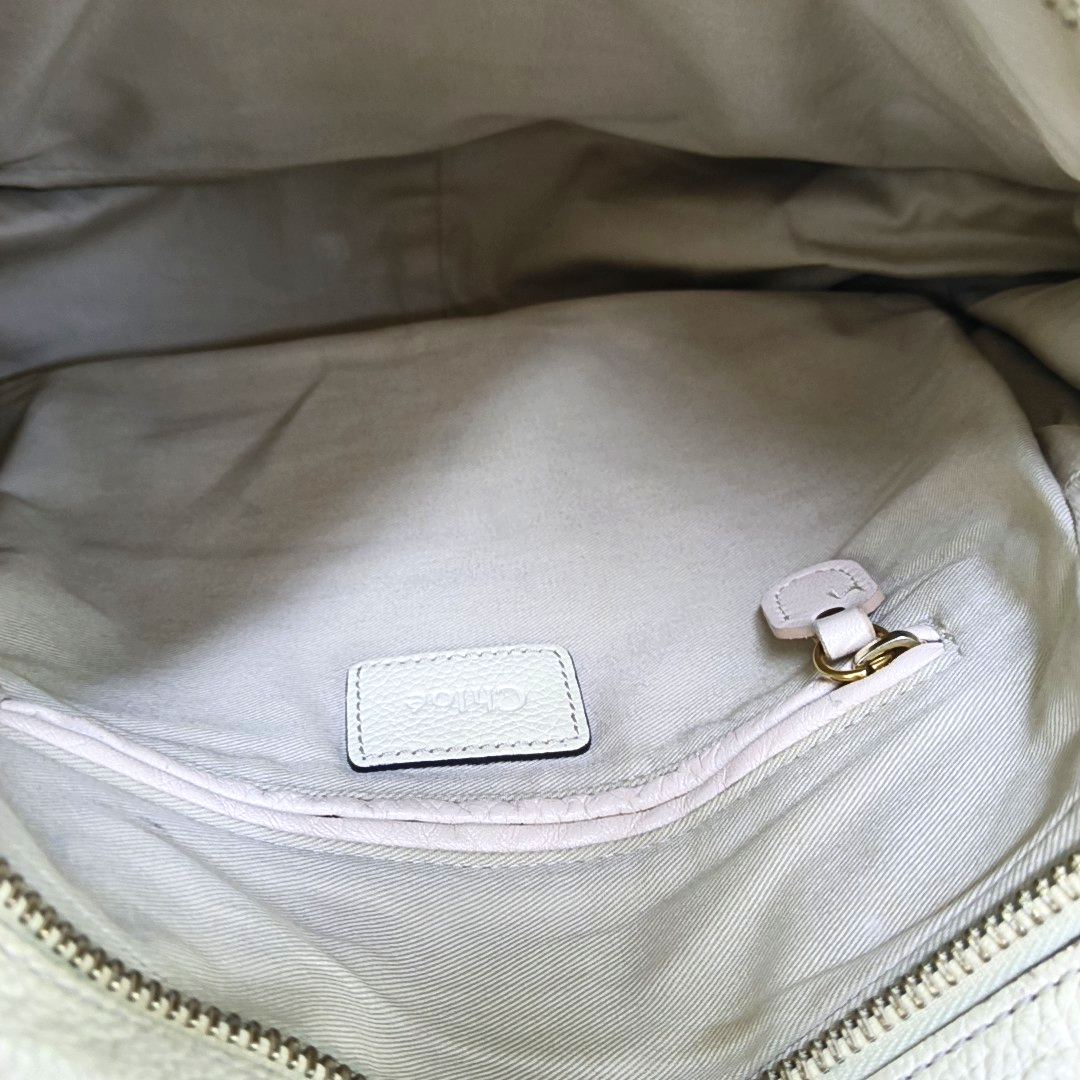 Chloé Paraty Medium size Beige Leather Single Shoulder Bag Golden hardware Removable shoulder strap-(SKU)-960652905