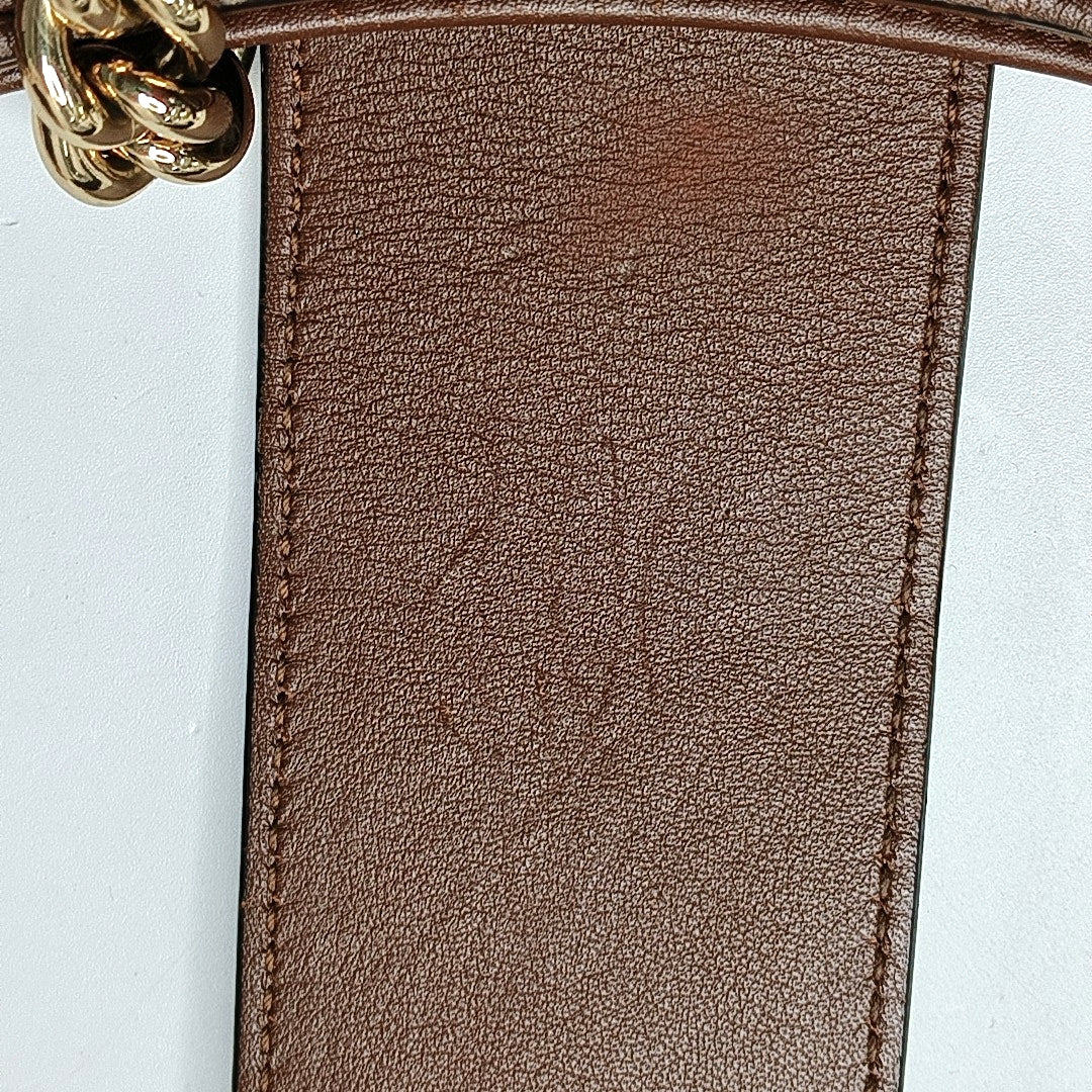 GUCCI Padlock Medium Brown Coated Canvas Monogram Shoulder Bag Handbag Golden Hardware-(SKU)-969086210