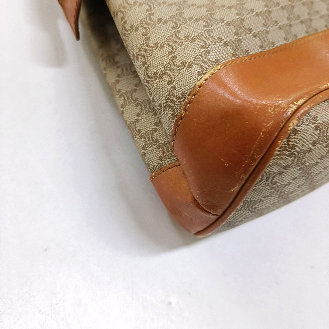 CELINE Tote bag Khaki Coated Canvas Triumph Grained Shoulder Bag Handbag Brown Hardware-(SKU)-947832104