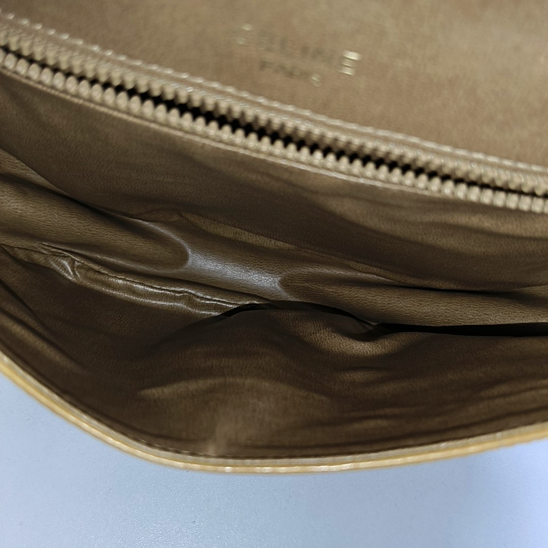 CELINE Brown Leather Single Shoulder Bag Crossbody Bag Silver Hardware-(SKU)-14353451