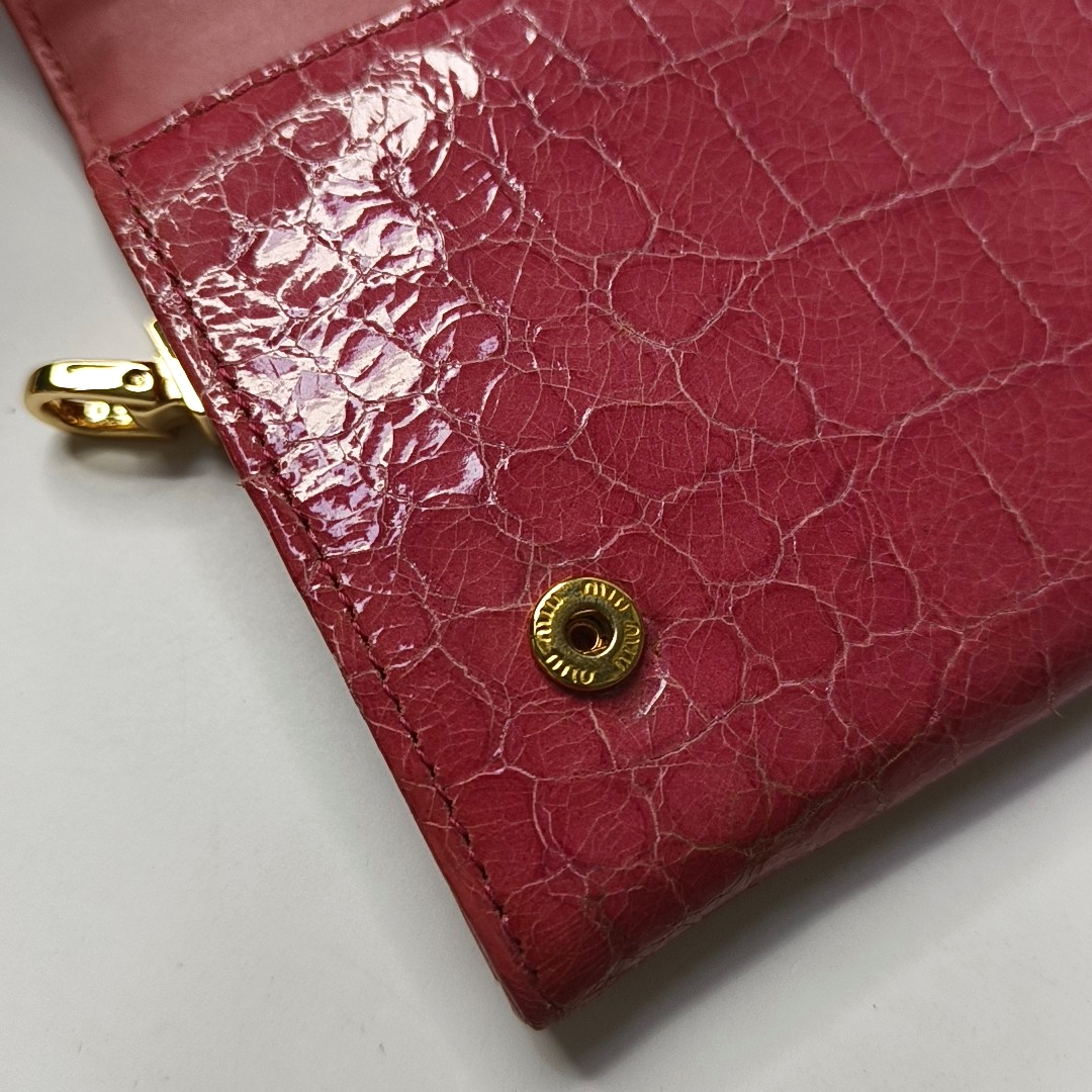 Miu Miu Pink cowhide crocodile-pattern wallet Golden hardware-(SKU)-947973740