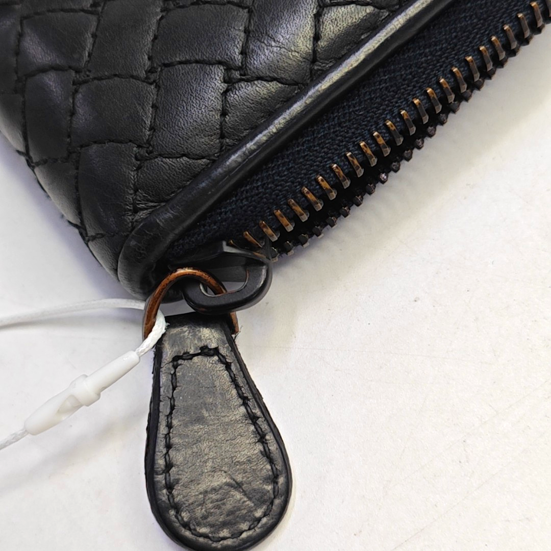BOTTEGA VENETA Black Cowhide Woven Wallet Black hardware-(SKU)-947169349