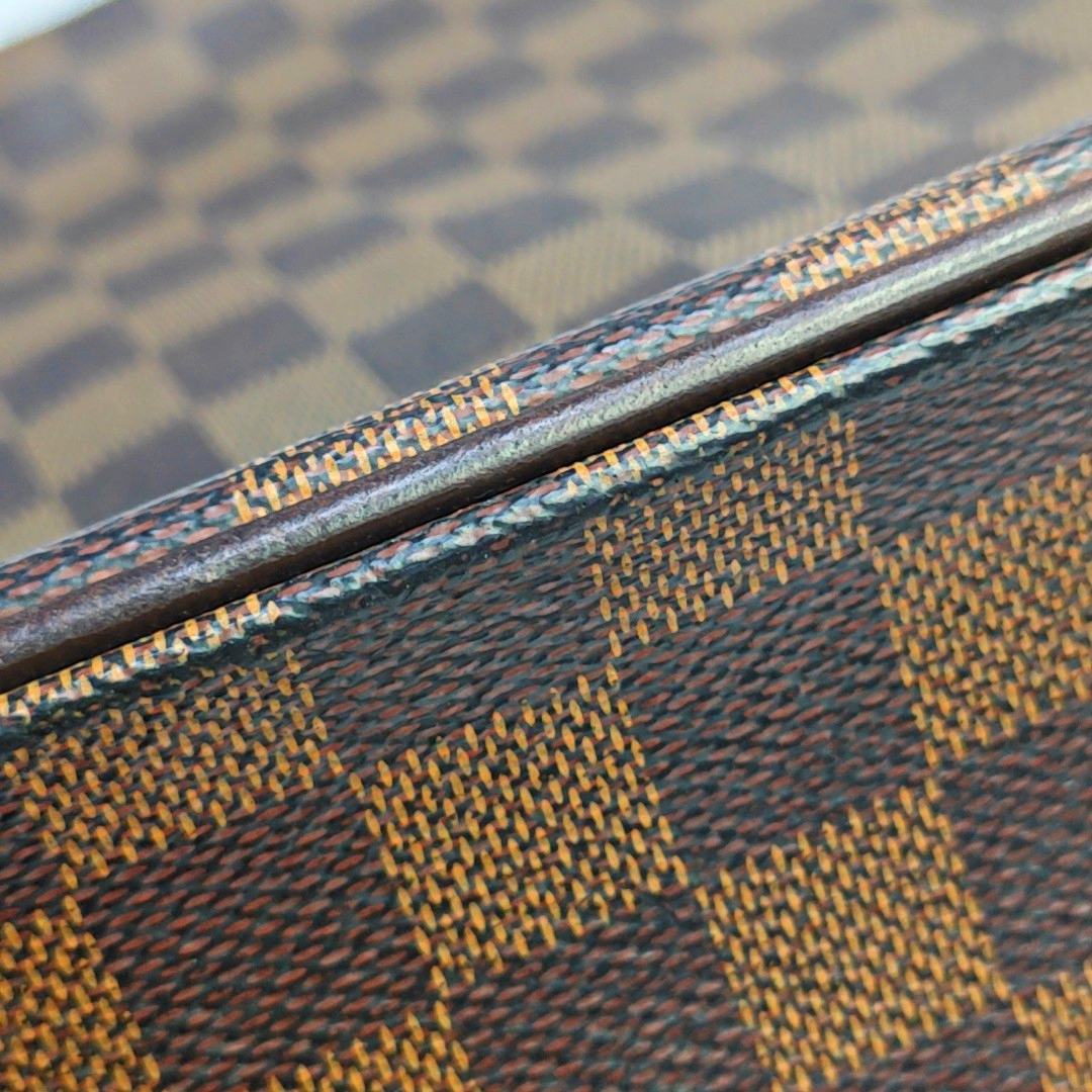 LOUIS VUITTON SHELTON Medium size Brown coated canvas checkered postman bag crossbody single shoulder bag Golden hardware-(SKU)-946505264