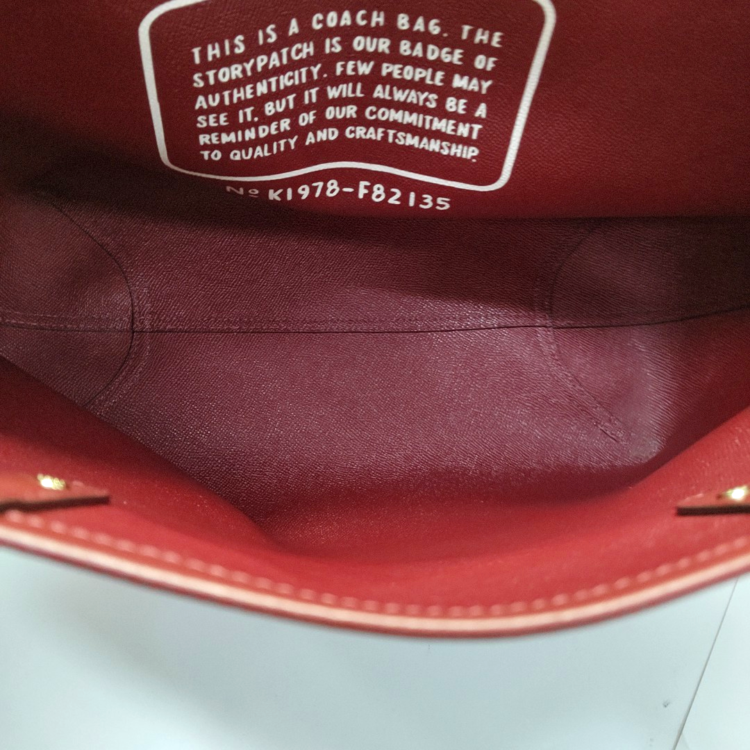 COACH CITY TOTE Red Coated Canvas Carriage Single Shoulder Bag Tote Bag Golden hardware-(SKU)-930901244