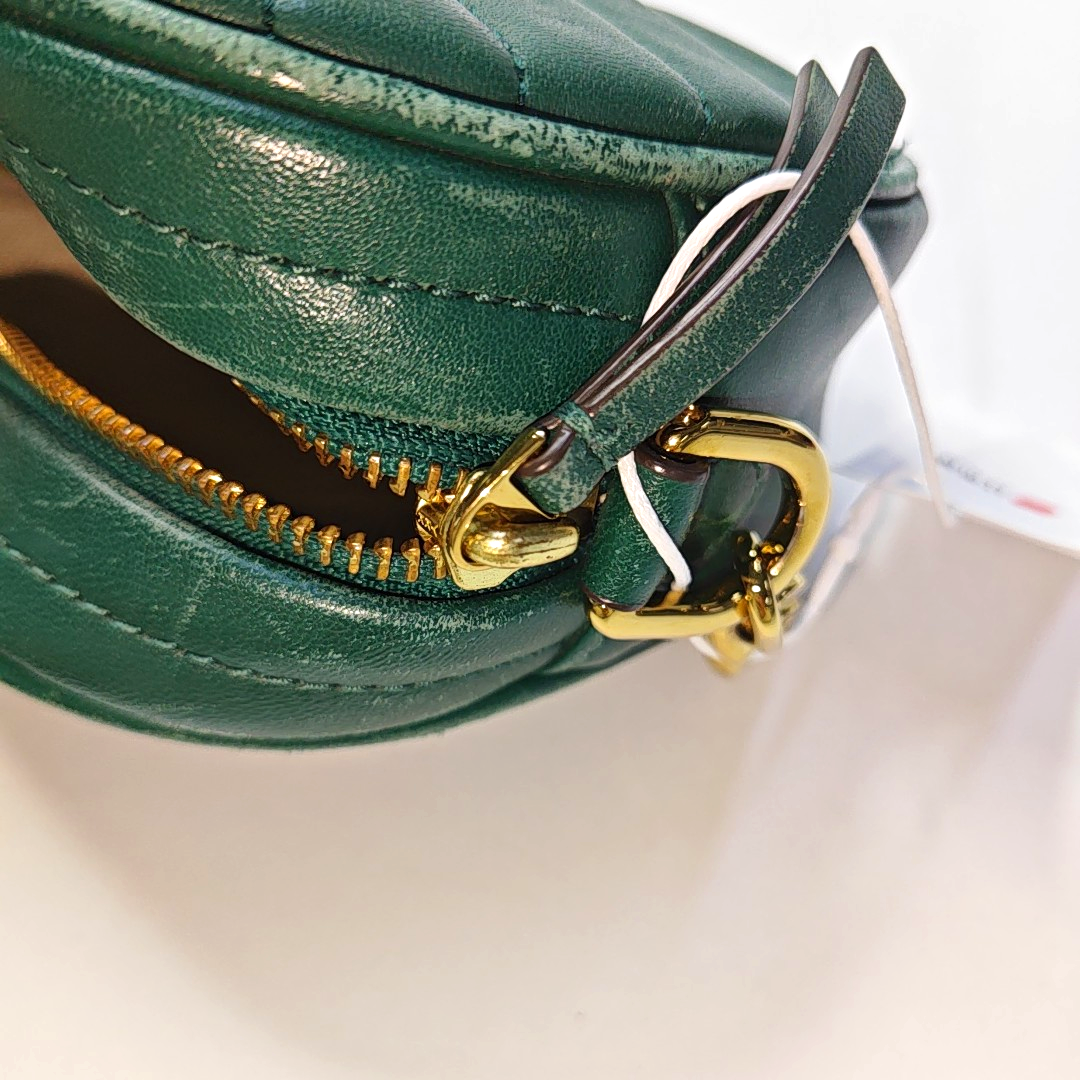 TORY BURCH Kira Small size Dark Green Sheepskin Quilted Crossbody Single Shoulder Bag Golden hardware-(SKU)-936318377