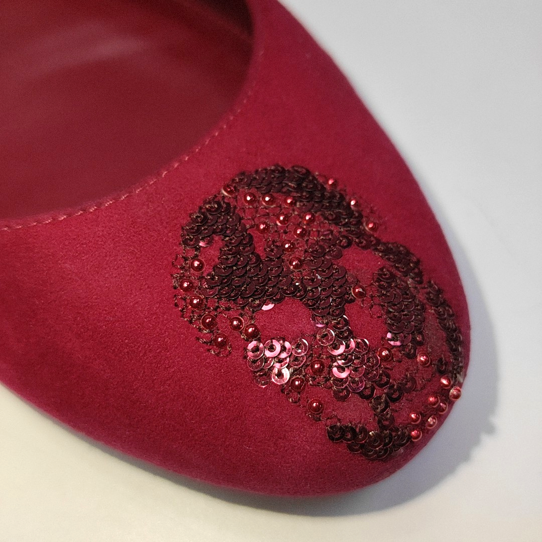 Alexander McQUEEN 37code Autumn Winter Red Suede Leather Women's Low Heel Low Top Dress Shoes-(SKU)-939056143