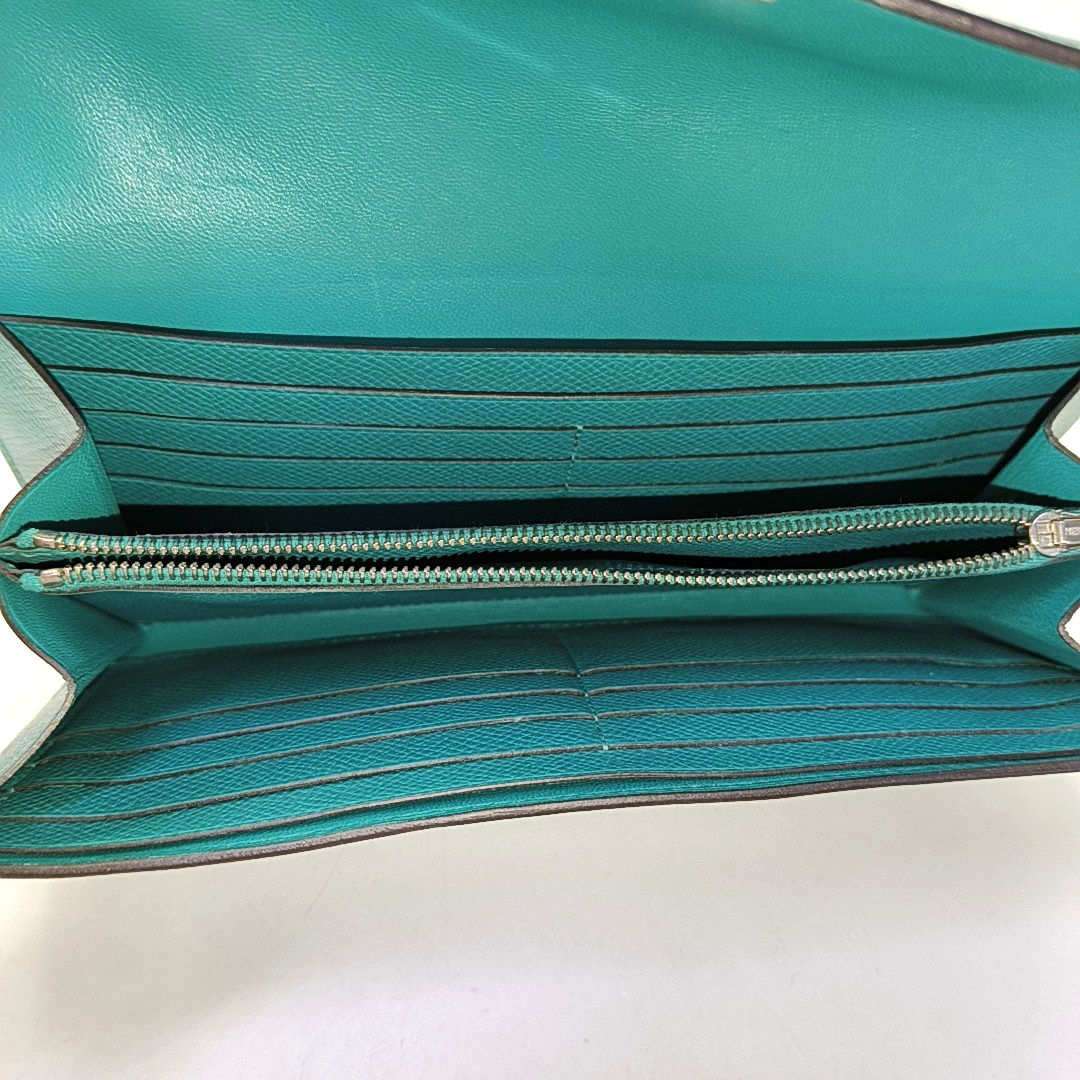 HERMÈS Constance Verona Green Epsom Calfskin Wallet, Green Hardware, A-(SKU)-945960942