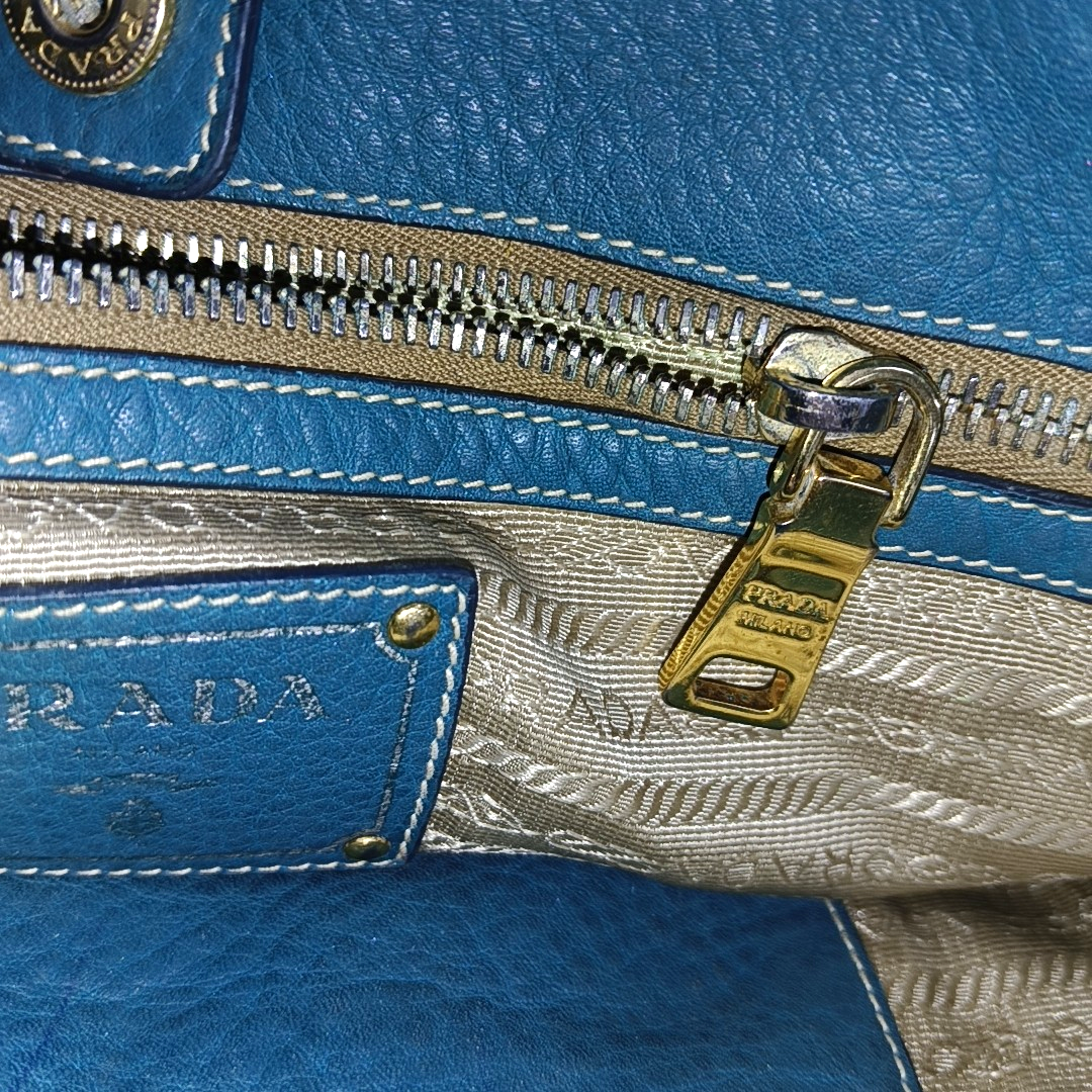 PRADA Bauletto Saffiano Teal Green Leather Handbag Golden hardware-(SKU)-947004681