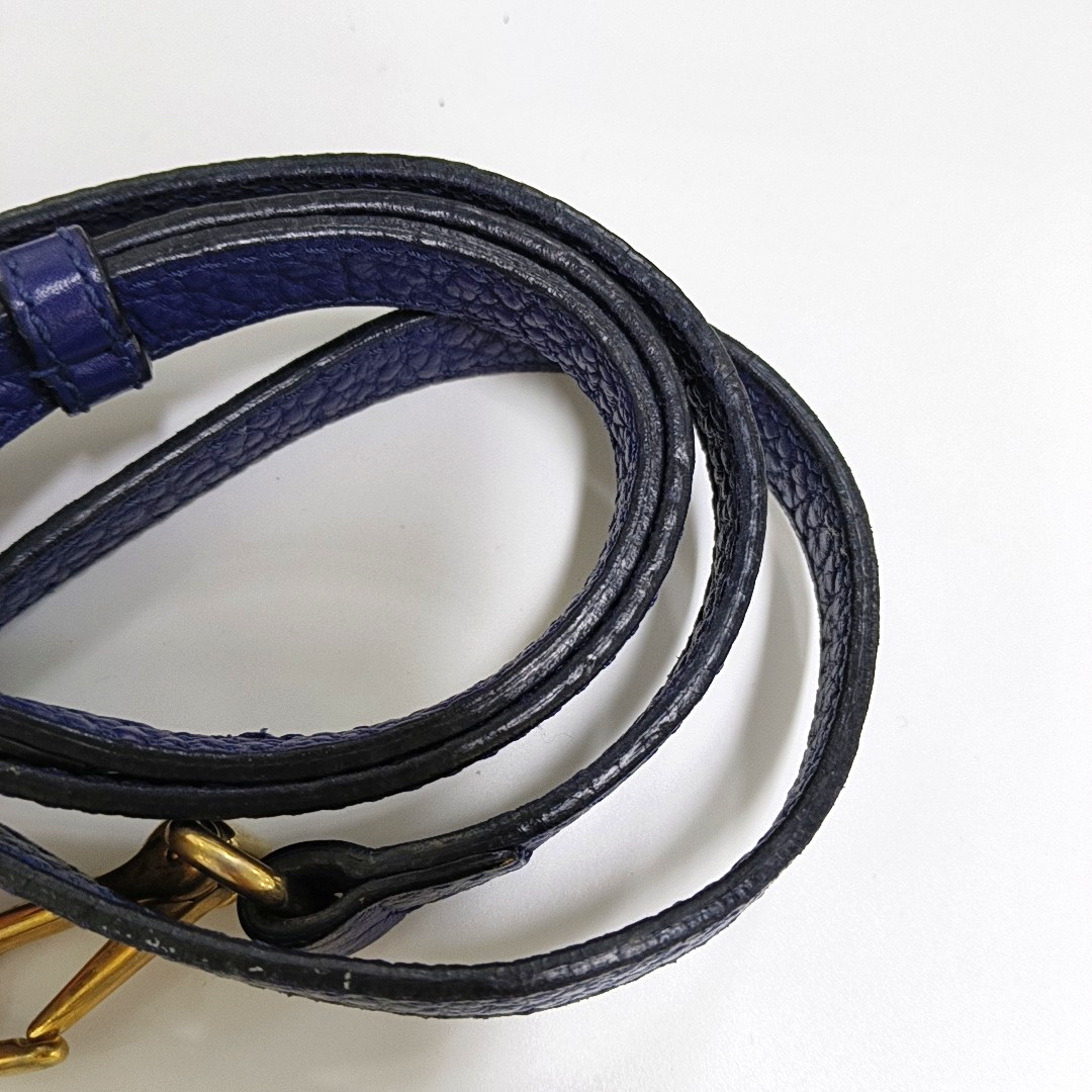 BURBERRY Harrogate Dark Blue Leather Crossbody Shoulder Bag Golden hardware Removable shoulder strap-(SKU)-942274360