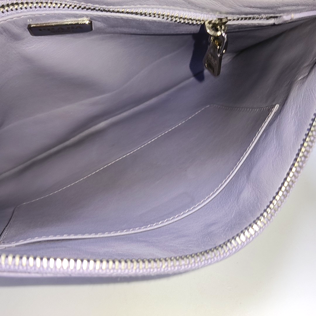 PRADA Light Purple Cowhide Handbag Silver Hardware-(SKU)-957970047