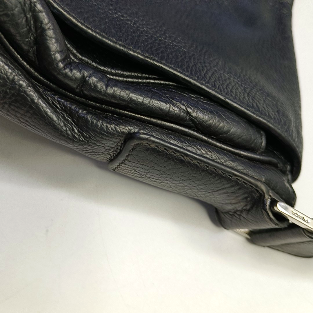 PRADA Easy Black cowhide cross-grain shoulder bag/crossbody bag Silver Hardware-(SKU)-950024216