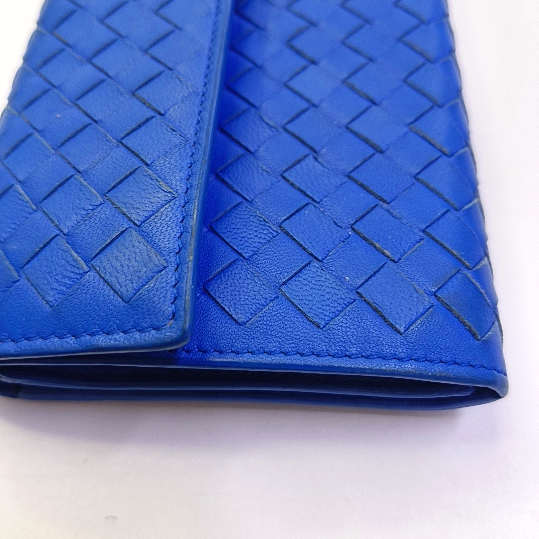 BOTTEGA VENETA Blue sheepskin woven wallet Silver Hardware-(SKU)-942953216