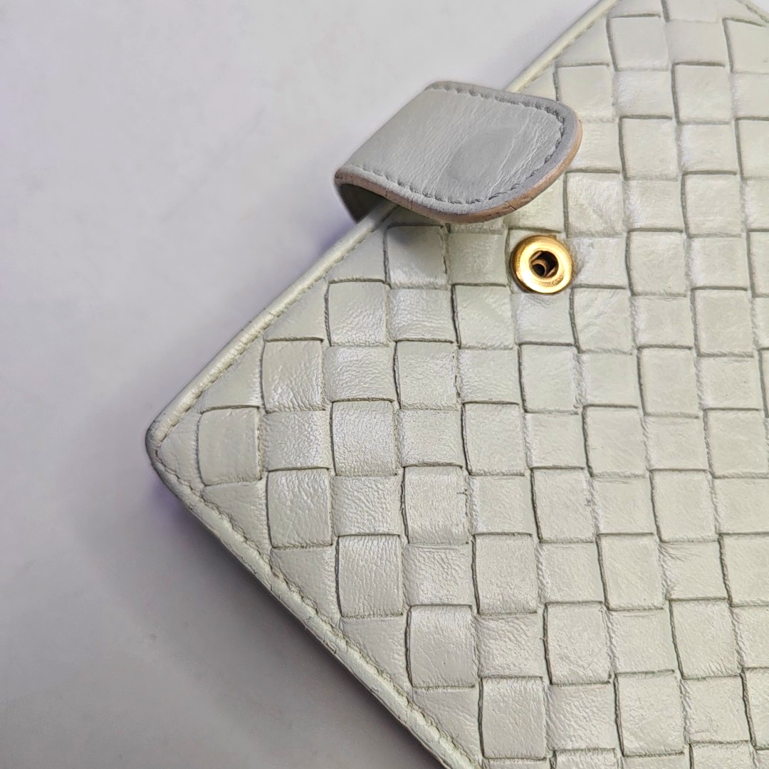 BOTTEGA VENETA White Cowhide Braided Wallet-(SKU)-945082548