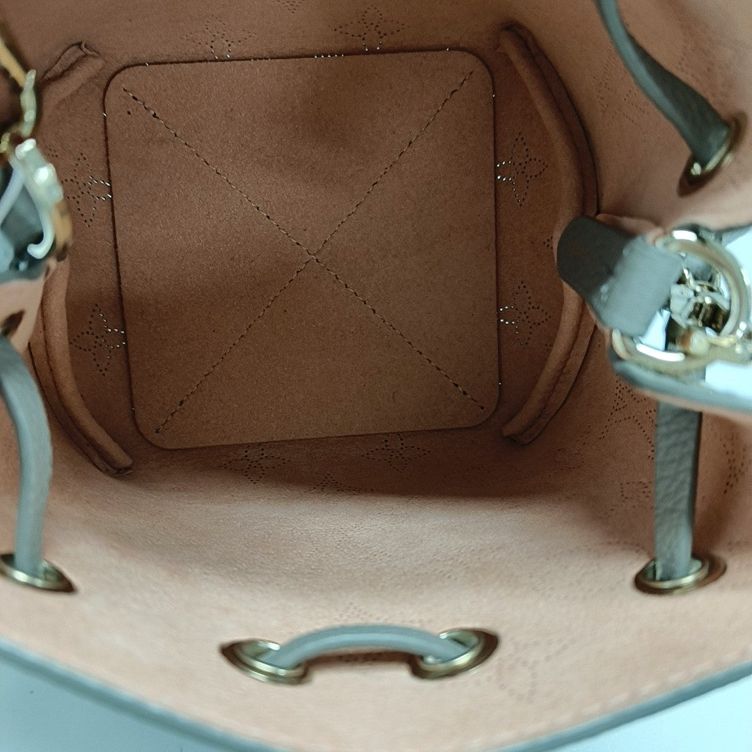 LOUIS VUITTON BELLA Gray Leather Monogram Cutout Shoulder Bag Tote Crossbody with 2 Removable Shoulder Straps Gold Hardware-(SKU)-970889113