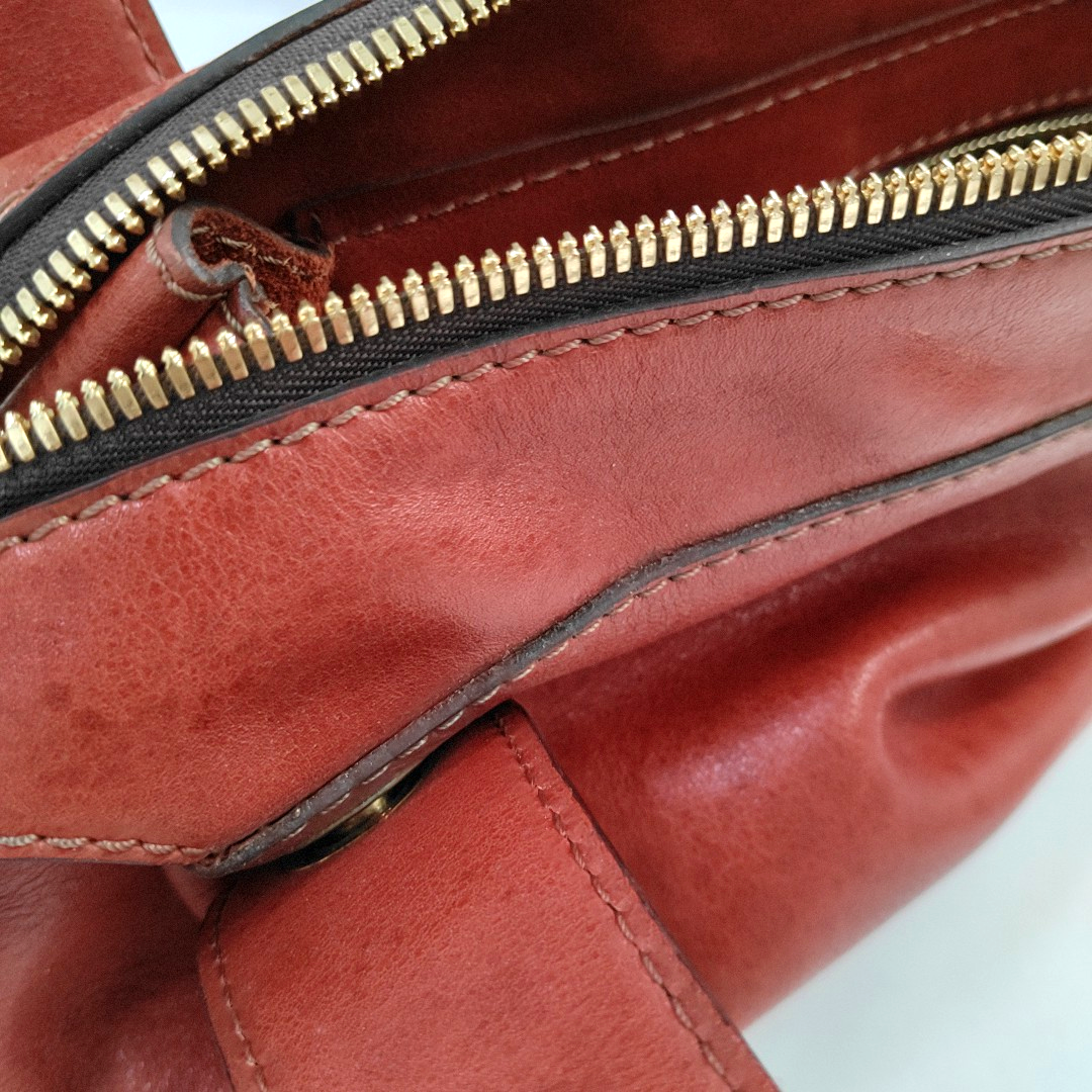 LOEWE Red Cowhide Tote Bag Golden hardware-(SKU)-957327869