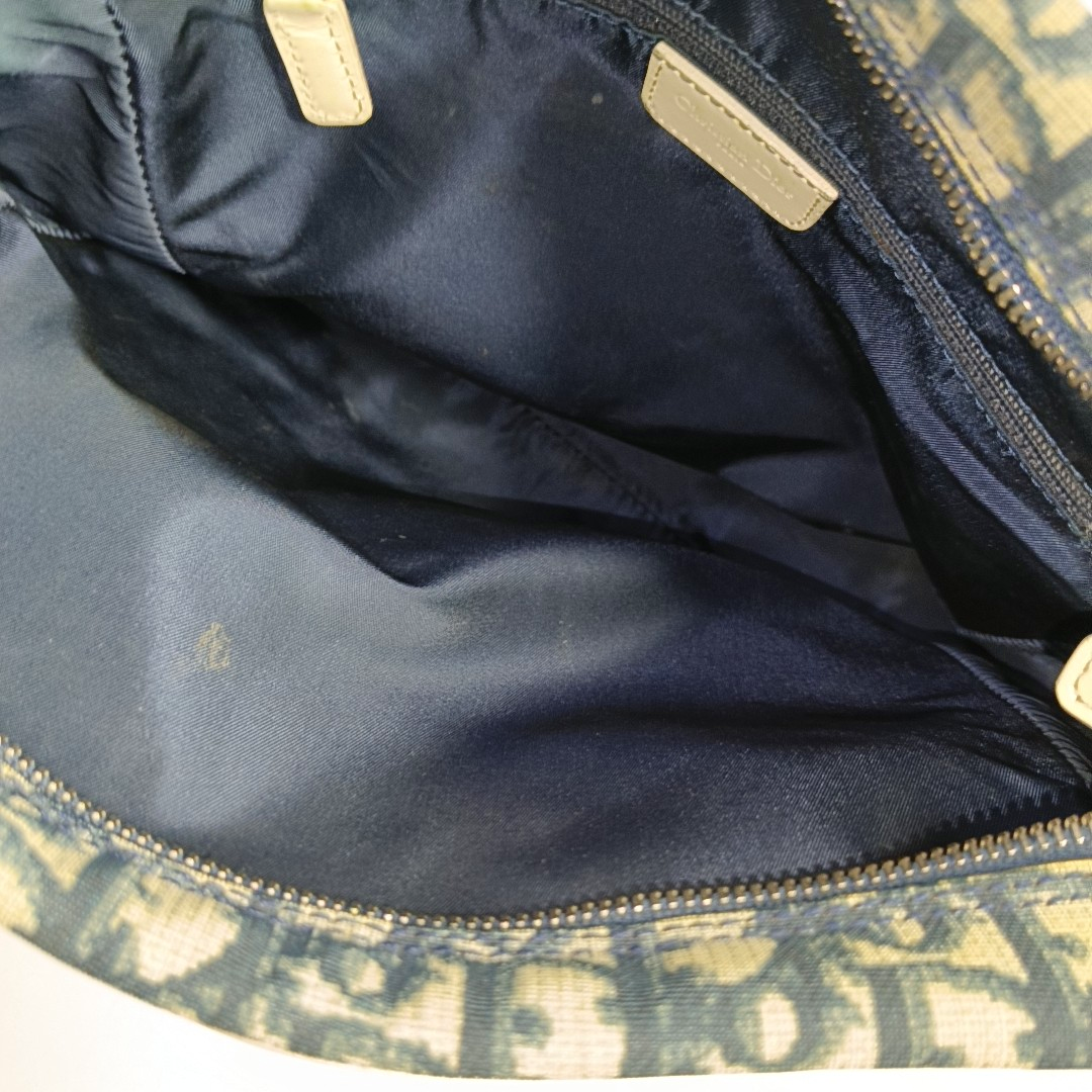 DIOR Dark Blue Coated Canvas Monogram Crossbody Shoulder Bag Silver Hardware-(SKU)-957328406
