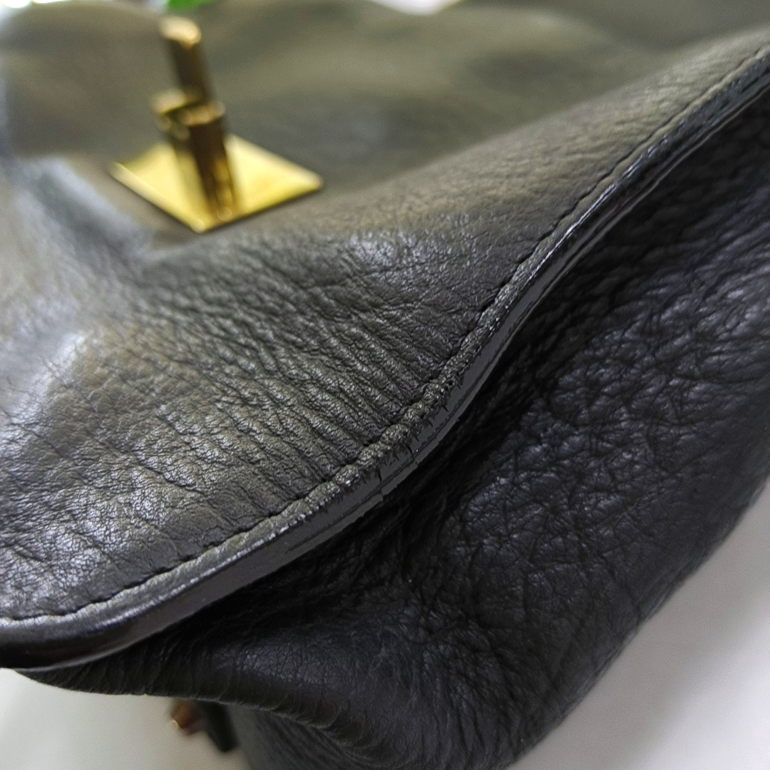 Chloé Sally Medium size Black Leather Single Shoulder Bag Golden hardware-(SKU)-947220516