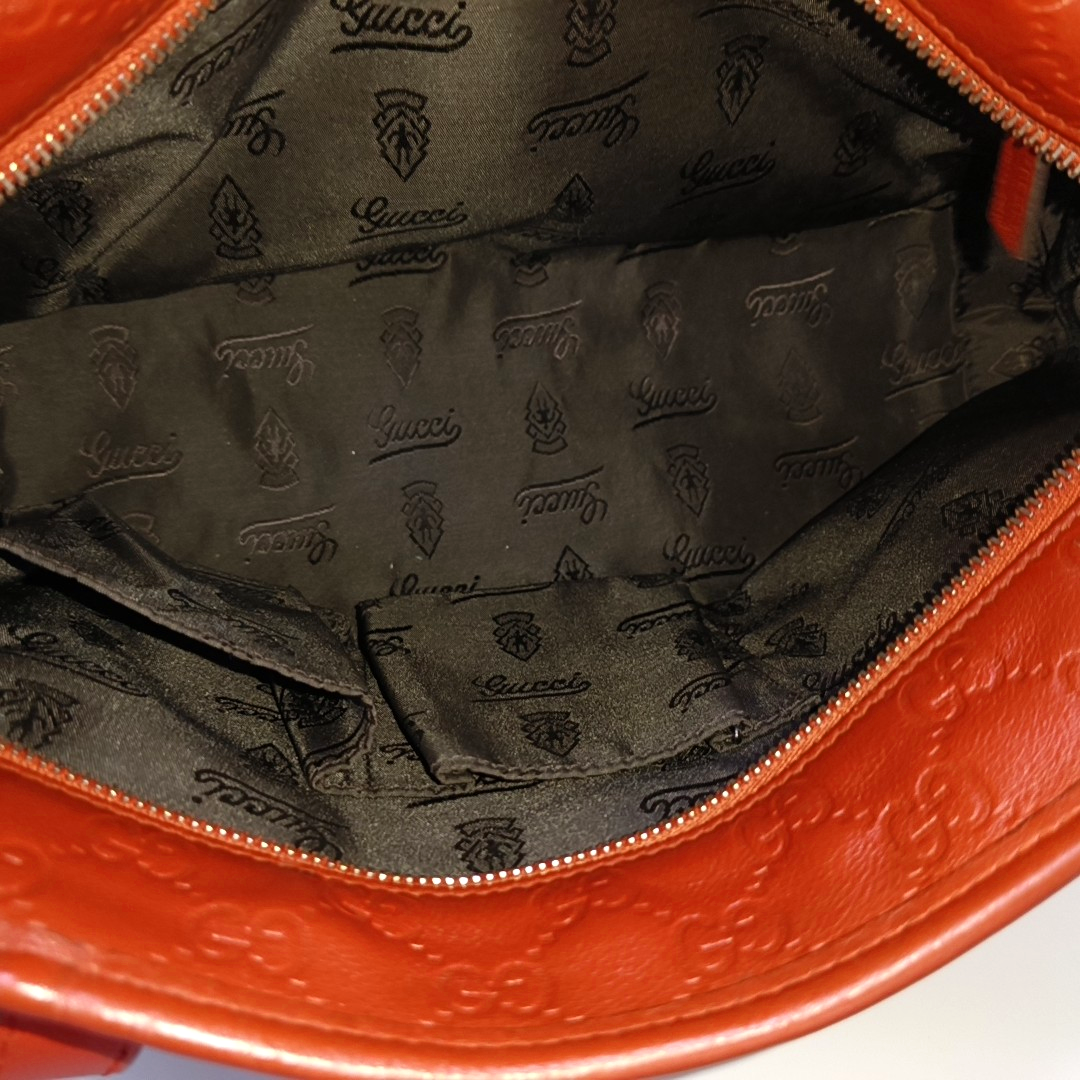 GUCCI GG Imprime Red leather monogram embossed crossbody shoulder tote handbag Golden hardware-(SKU)-954939048