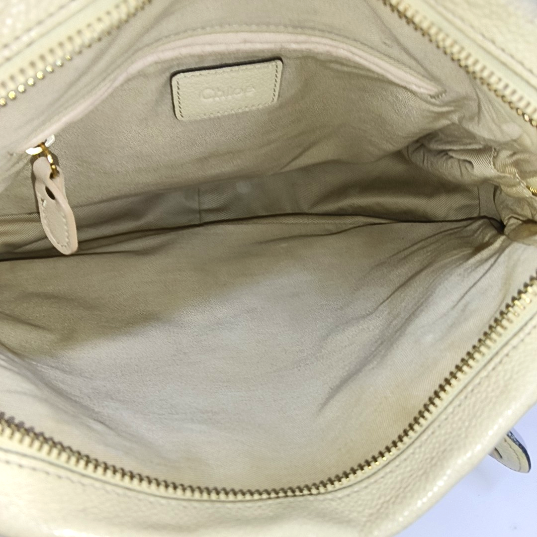 Chloé Paraty Medium size Beige Leather Single Shoulder Bag Golden hardware Removable shoulder strap-(SKU)-960652905
