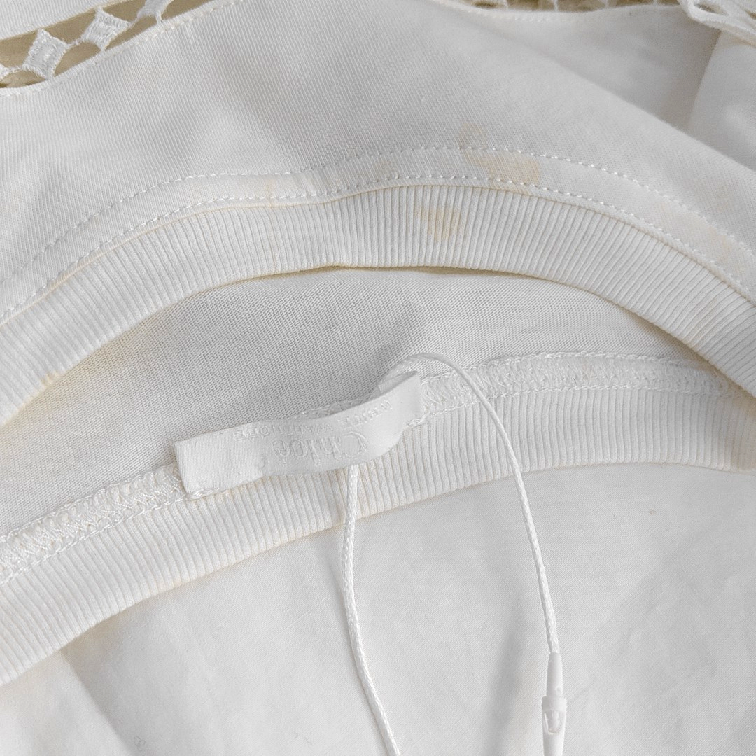 Chloé Mcode Summer white cotton ladies short-sleeved mid-length dress-(SKU)-935763972