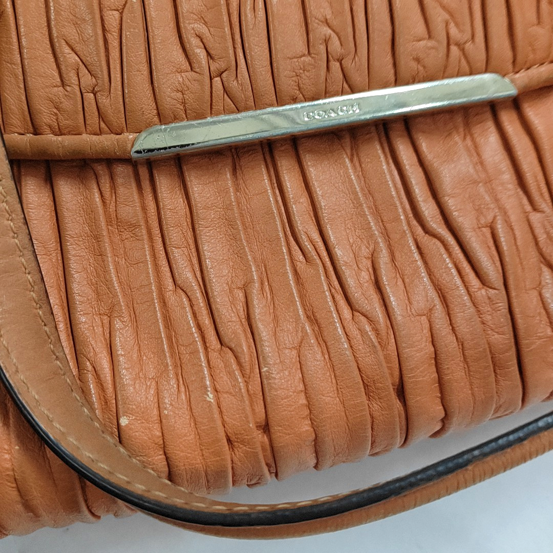 COACH Orange Leather Crossbody Handbag Single Shoulder Bag Golden hardware Removable shoulder strap-(SKU)-929655497