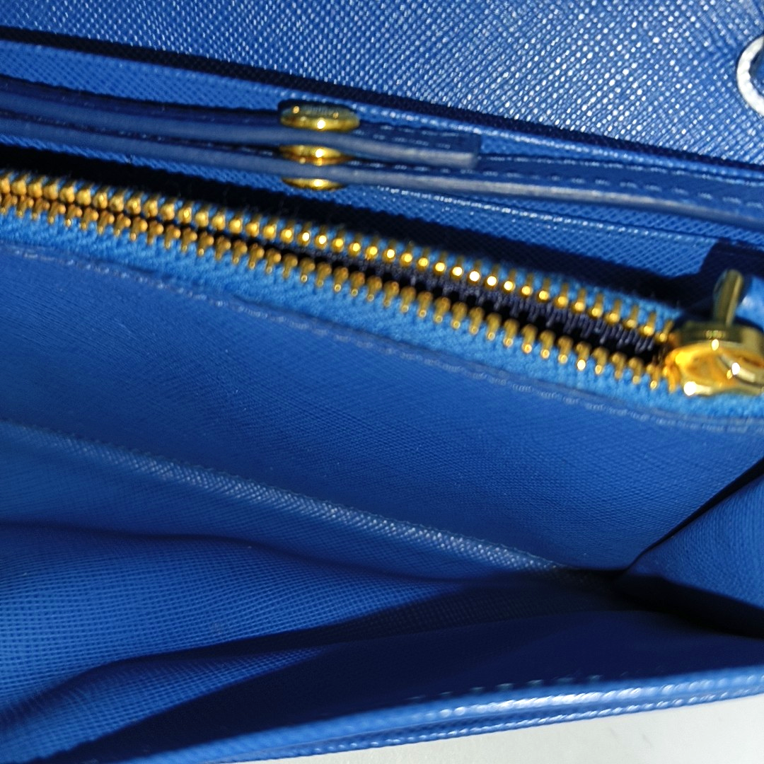 PRADA Blue cowhide cross-grain crossbody bag Golden hardware Removable shoulder strap-(SKU)-14332221