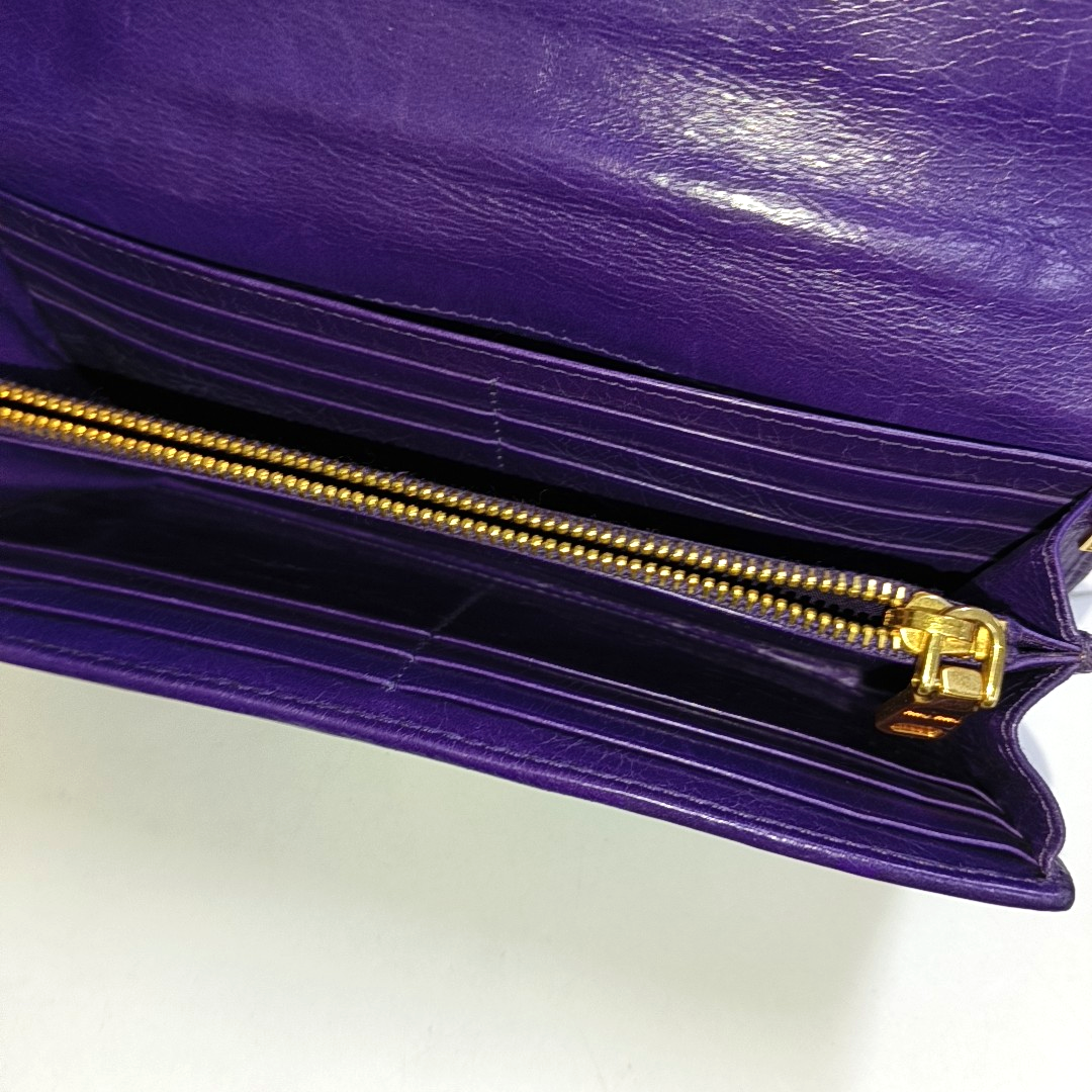 Miu Miu Purple Lamb Leather Quilted Wallet Golden hardware-(SKU)-947973528