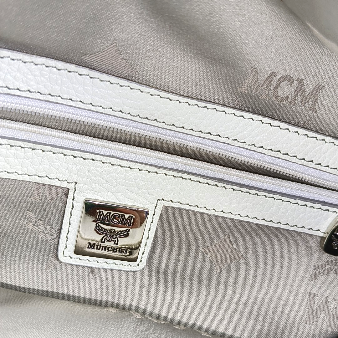 MCM Gray Fabric Jacquard Single Shoulder Bag Silver Hardware-(SKU)-943696572