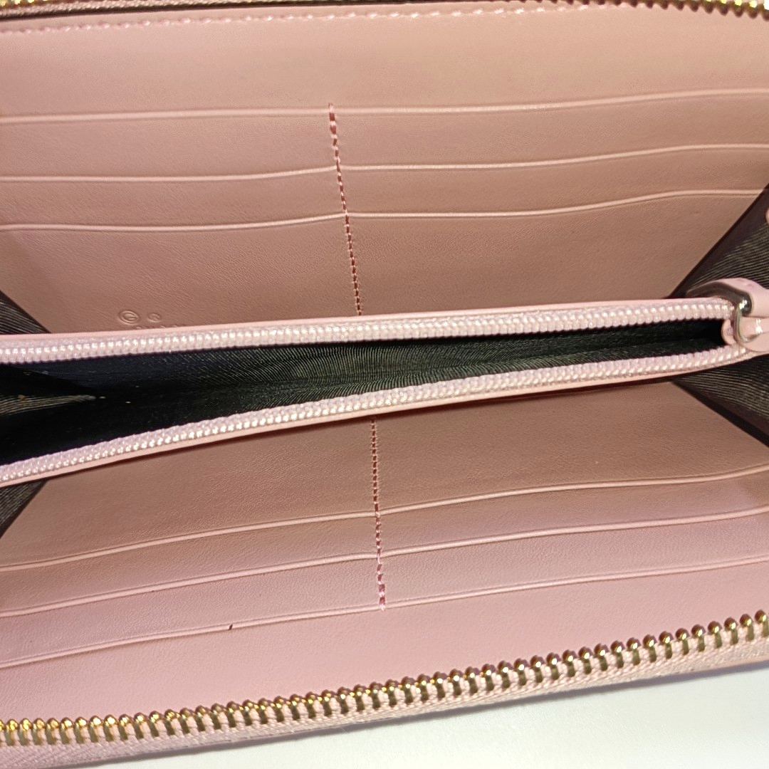 GUCCI Nude Pink Cowhide Monogram Embossed Wallet Golden hardware-(SKU)-959388566