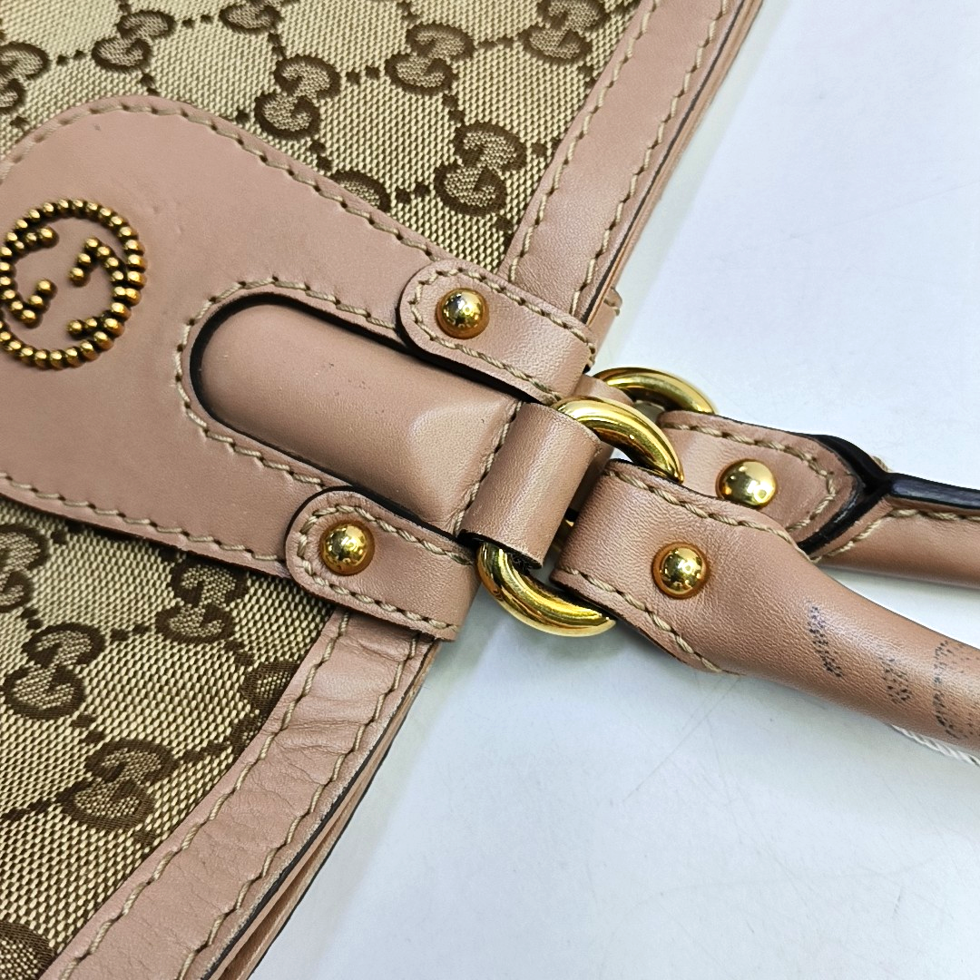 GUCCI Sukey Khaki Canvas Monogram Tote Bag Single Shoulder Bag Golden hardware-(SKU)-951940083