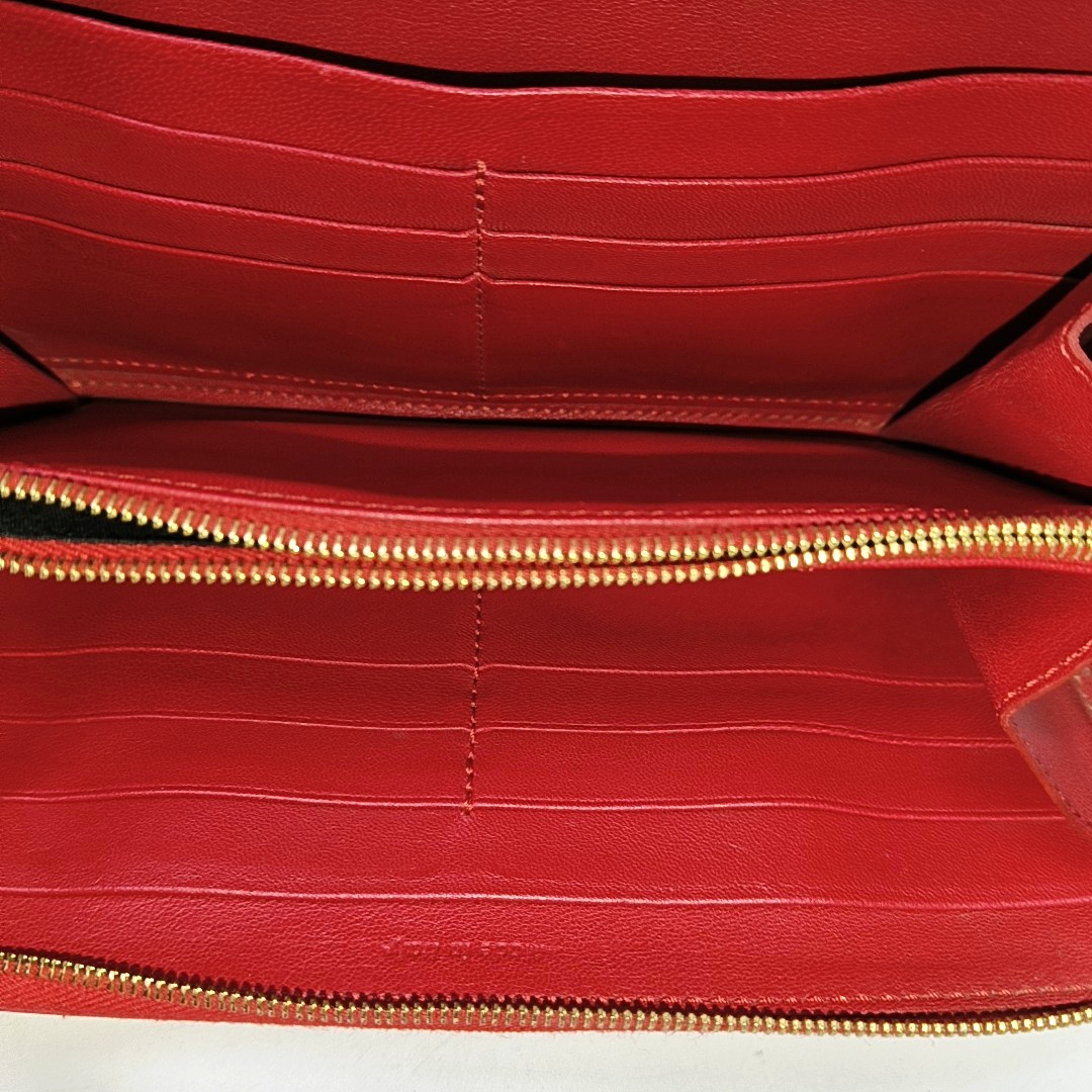 CELINE SOLO Red Leather Wallet Golden hardware-(SKU)-935679430