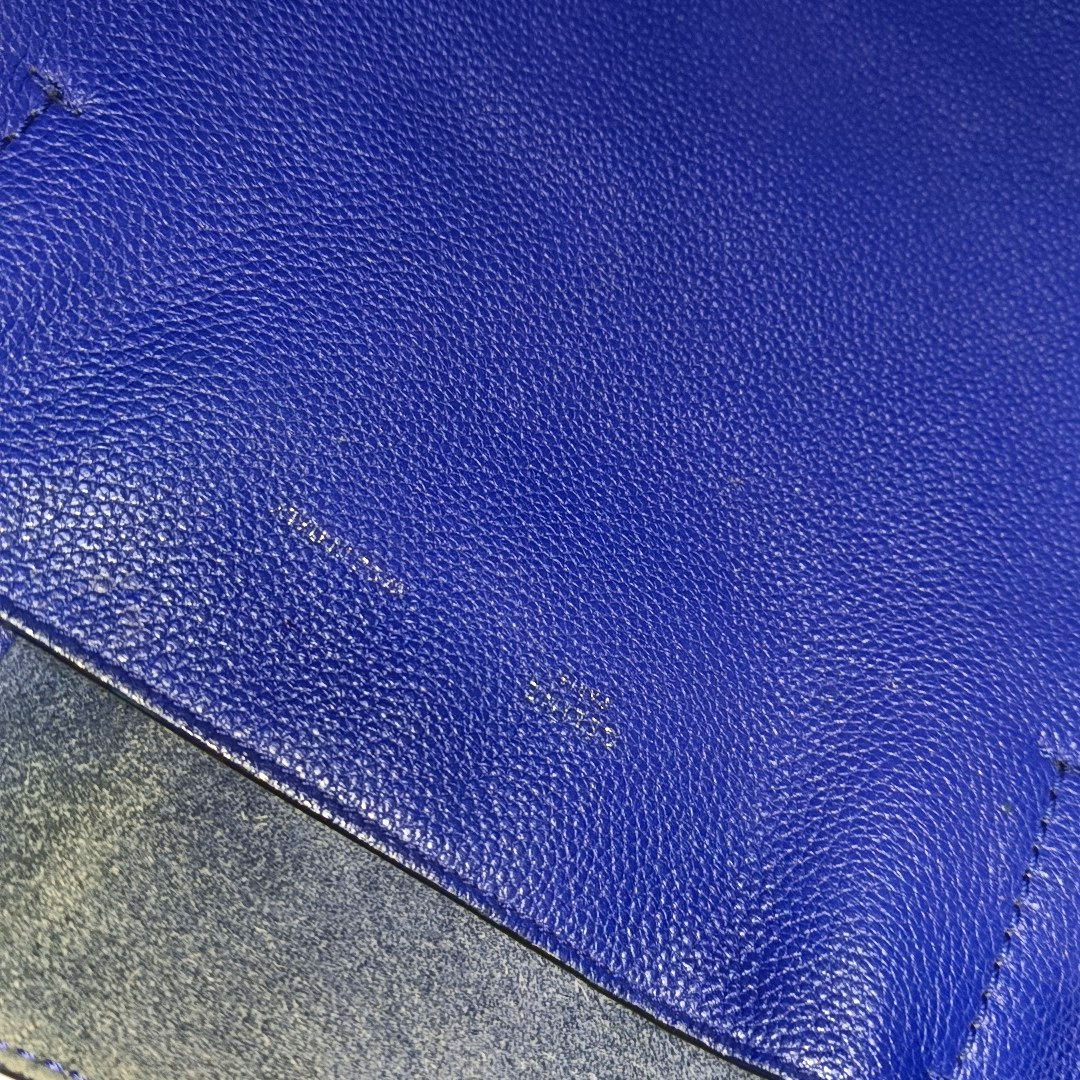 CELINE CABAS PHANTOM Small size Blue cowhide single shoulder bag Golden hardware-(SKU)-939043685