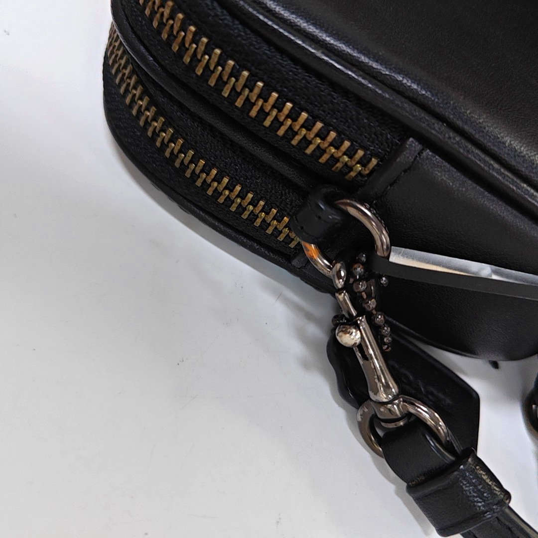 COACH SADIE Black Leather Stud Embossed Crossbody Shoulder Bag Black hardware Removable shoulder strap-(SKU)-13028836