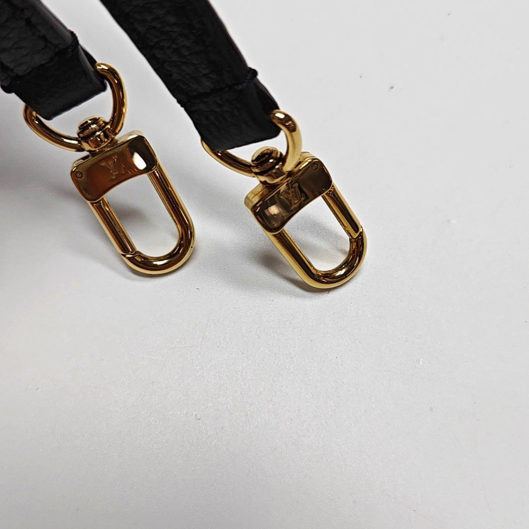 LOUIS VUITTON ONTHEGO BB Black Leather Monogram Crinkle Jungle Bag Shoulder Bag Tote Crossbody Bag with Gold Hardware and Removable Strap-(SKU)-970414576