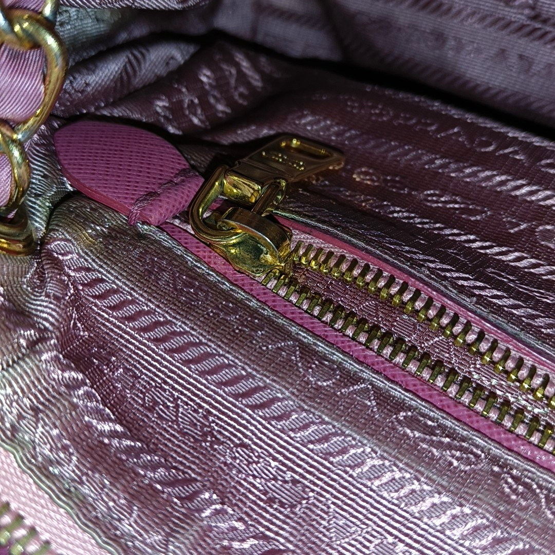 PRADA Pink Fabric Quilted Tassel Crossbody Bag Golden hardware-(SKU)-932708784