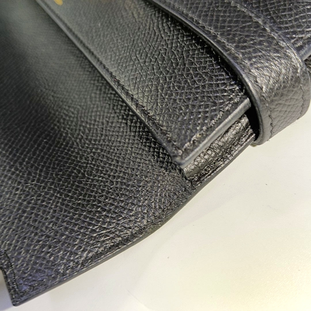 HERMÈS Kelly, black Epsom leather wallet, gold hardware, X, external stitching-(SKU)-966022168
