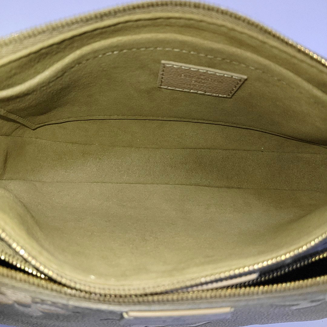 LOUIS VUITTON MULTI Green Calfskin Crossbody Shoulder Bag Tote Bag Gold Hardware Pockets 2 Removable Shoulder Straps Full Accessories-(SKU)-964086882