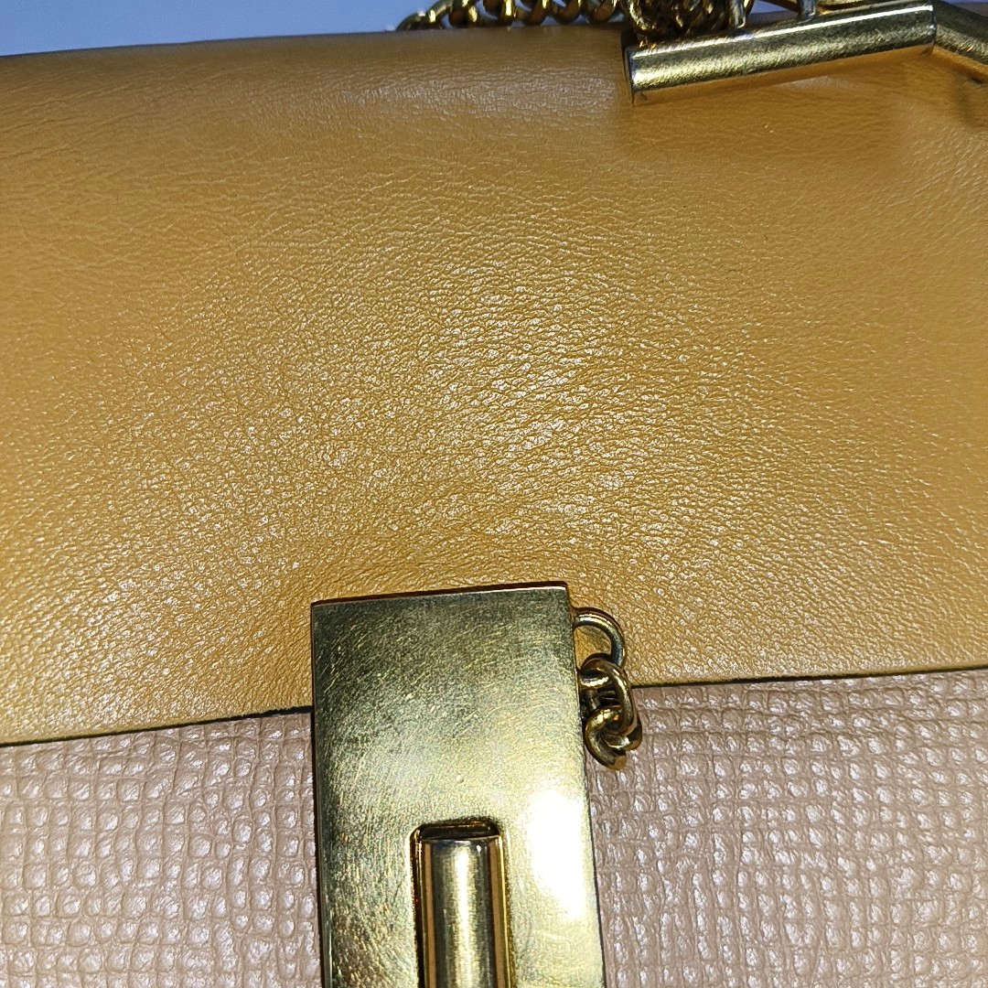 Chloé Drew mini Nude Pink Cowhide Piggy Bag Crossbody Bag Single Shoulder Bag Golden hardware-(SKU)-929848200