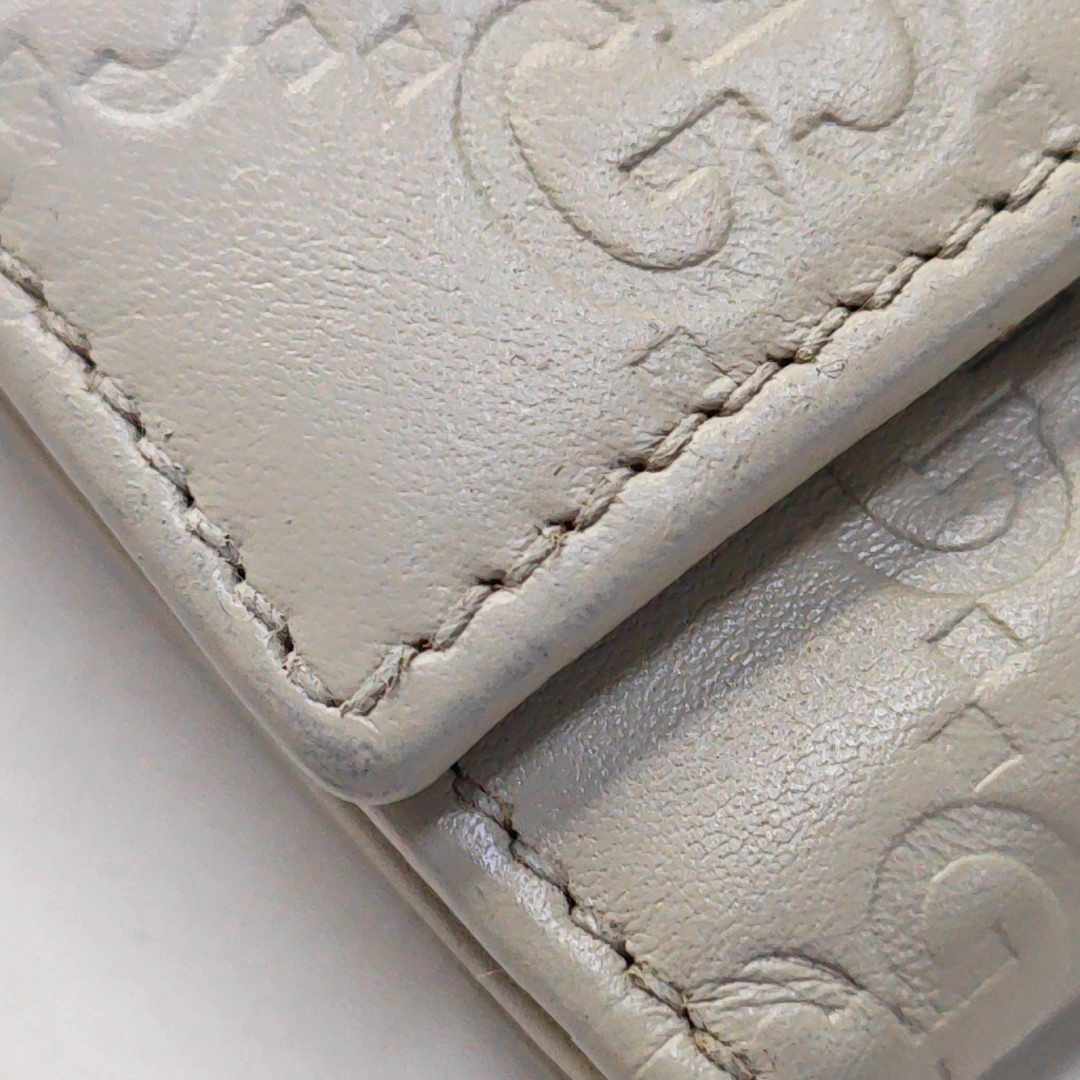 GUCCI White Calfskin Leather Monogrammed Wallet Golden hardware-(SKU)-951320985