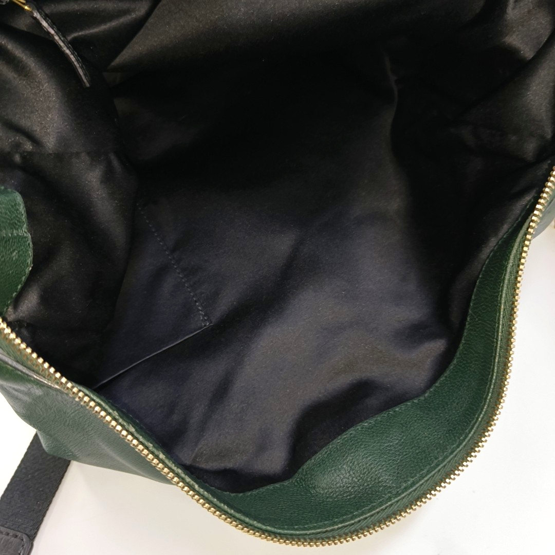 YSL RIVE GAUCHE Dark Green Cowhide Handbag Single Shoulder Bag Crossbody Golden hardware-(SKU)-956521580