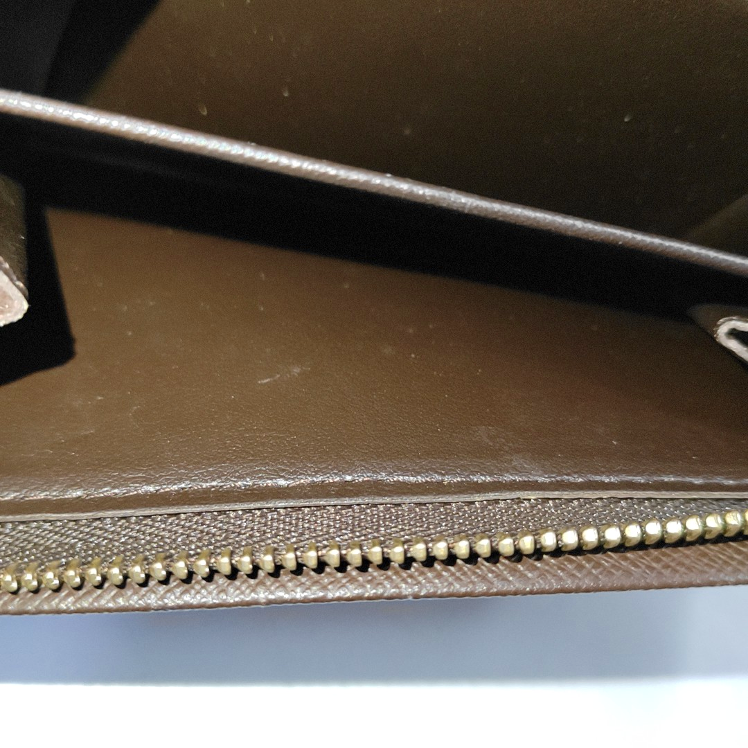 LOUIS VUITTON TRESOR Brown Coated Canvas Checkered Wallet Golden hardware-(SKU)-960504851