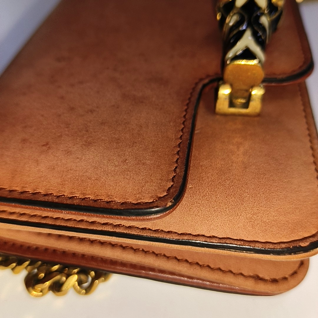 GUCCI Brick Red Cowhide Crossbody Bag Golden hardware Removable shoulder strap-(SKU)-935412398