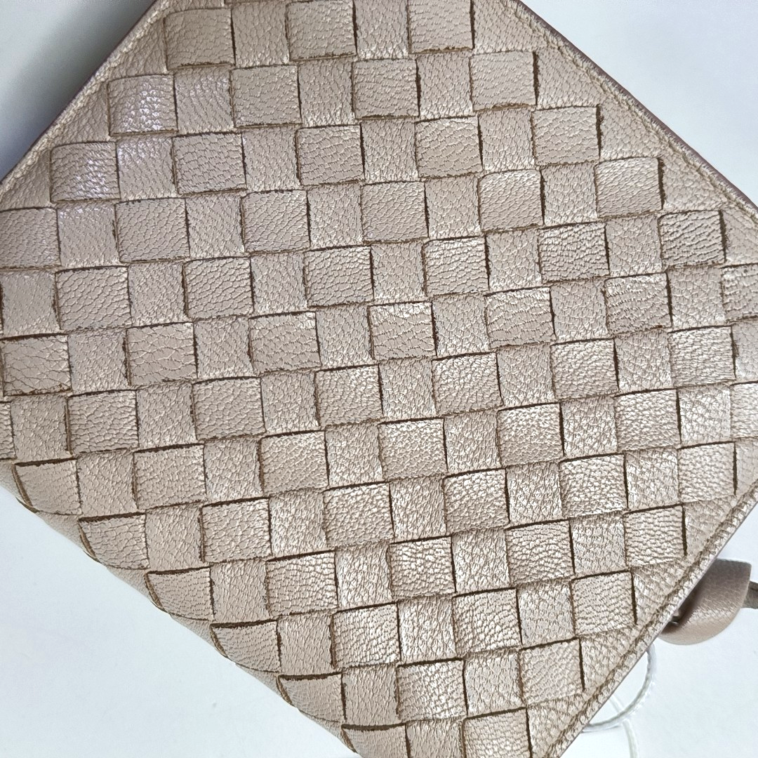 BOTTEGA VENETA Beige Calfskin Woven Wallet Silver Hardware-(SKU)-945922858