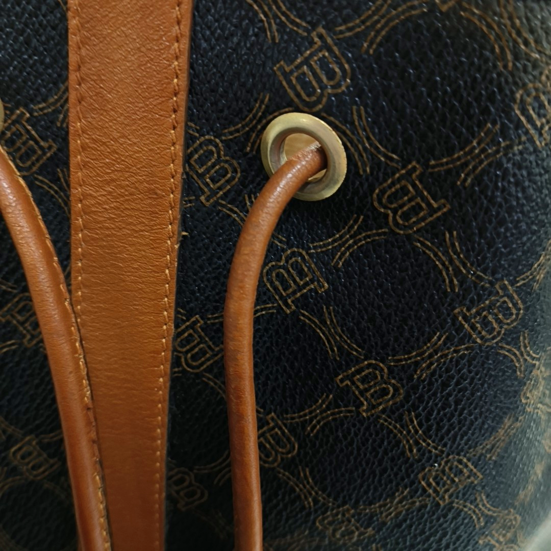 BALLY Bucket bag Black Coated Canvas Tote Bag Golden hardware-(SKU)-943650980