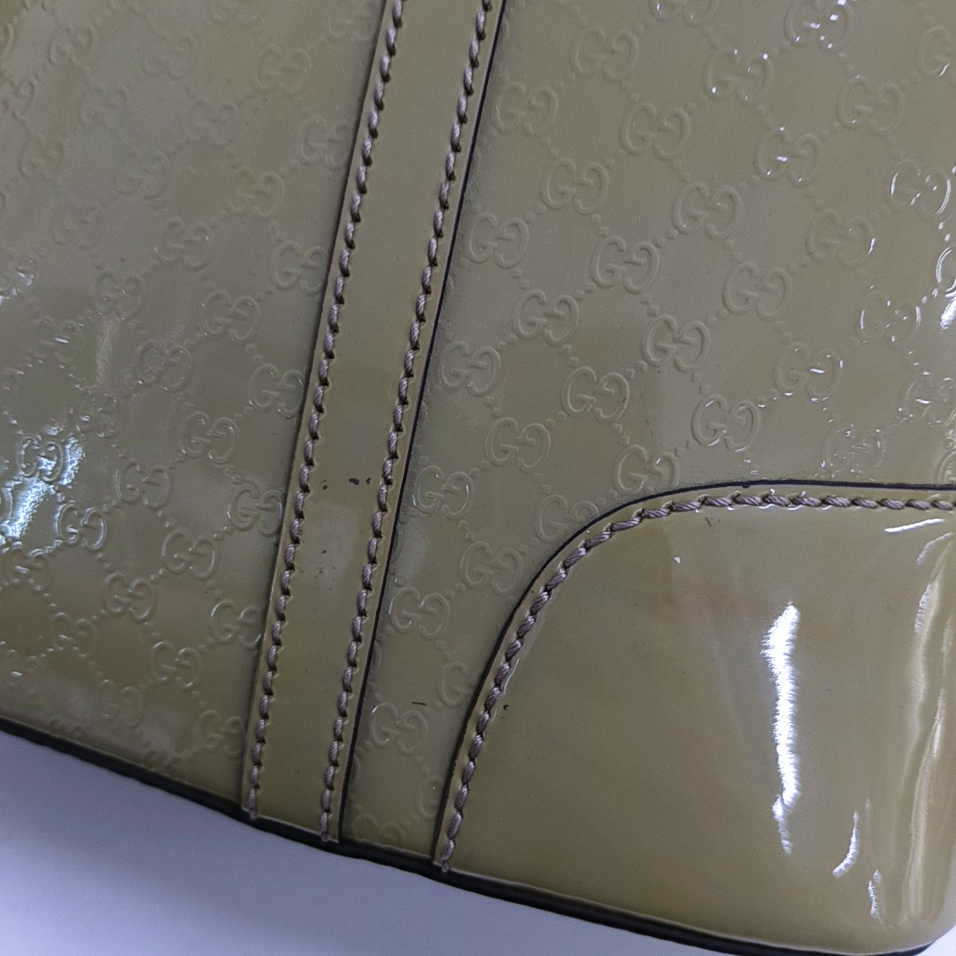 GUCCI Ligne Shima Mustard Yellow Patent Leather Single Shoulder Bag Crossbody Handbag Golden hardware Removable shoulder strap-(SKU)-13486443